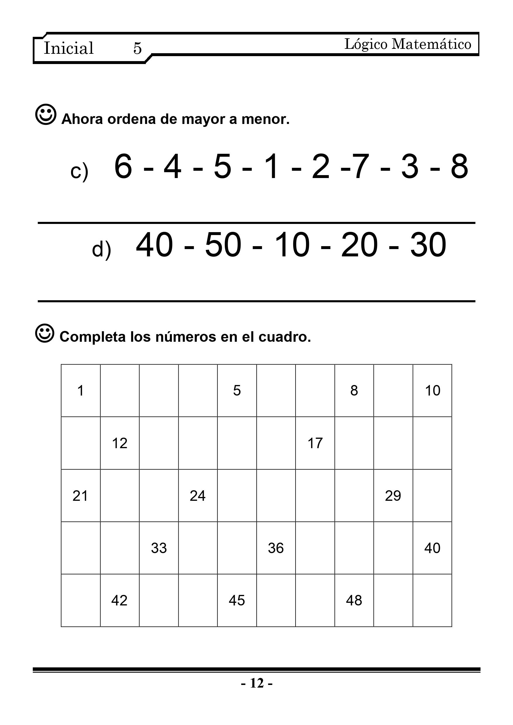 Lógico Matemático cuaderno de ejercicios para Preescolar y 1º Grado.
