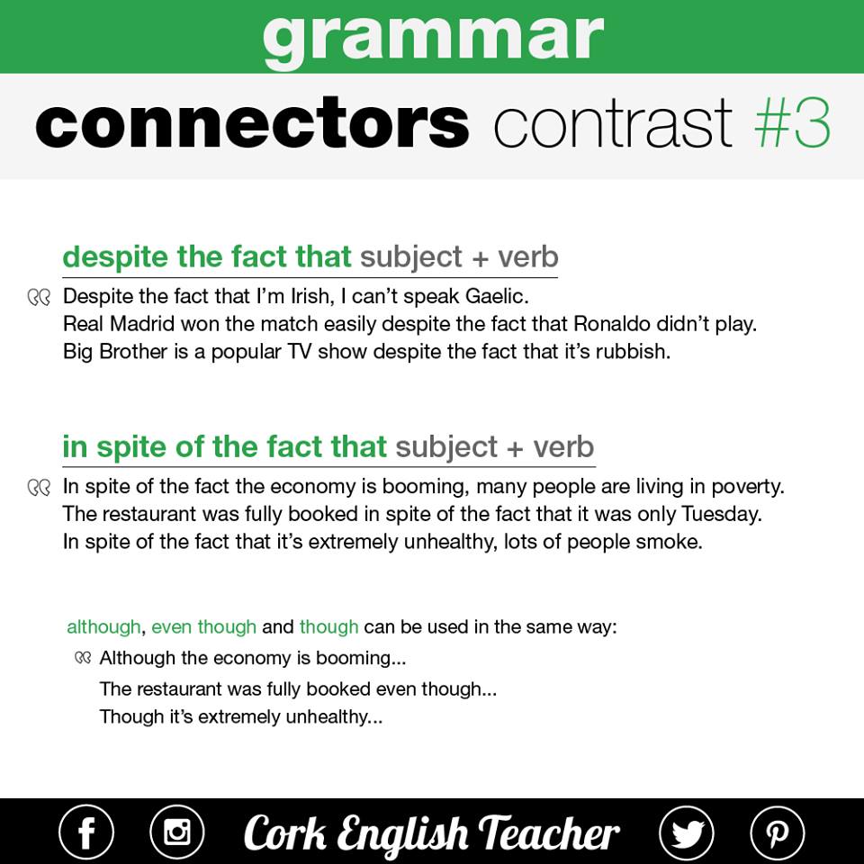 Connectors Contrast Materials For Learning English