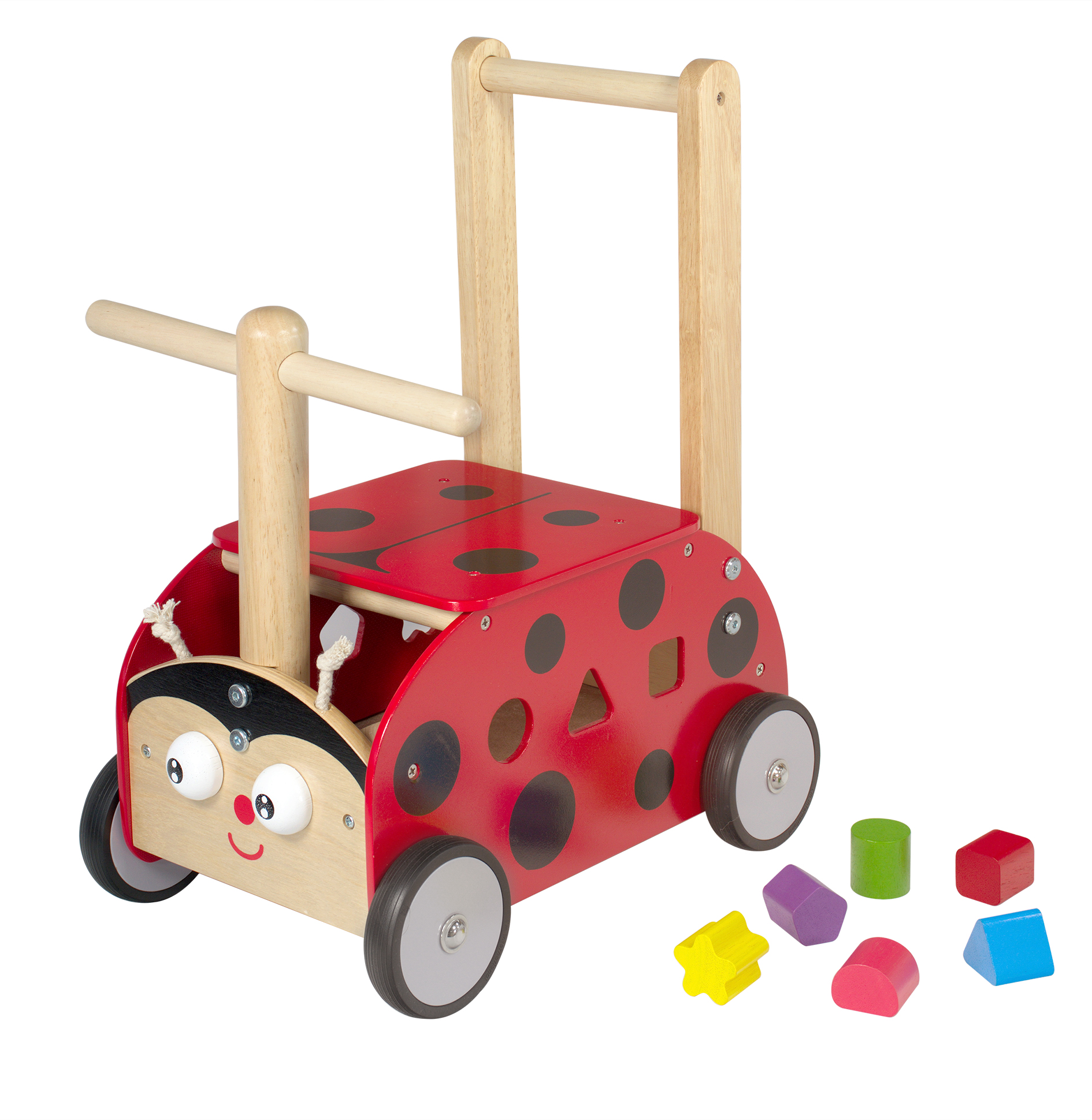 Jouet en bois Porteur La Coccinelle pour bébé 1 an chariot