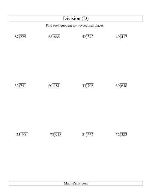 Long Division TwoDigit Divisor and a ThreeDigit