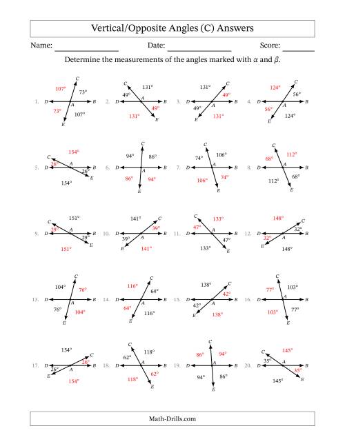Vertical Angle Relationships (C)