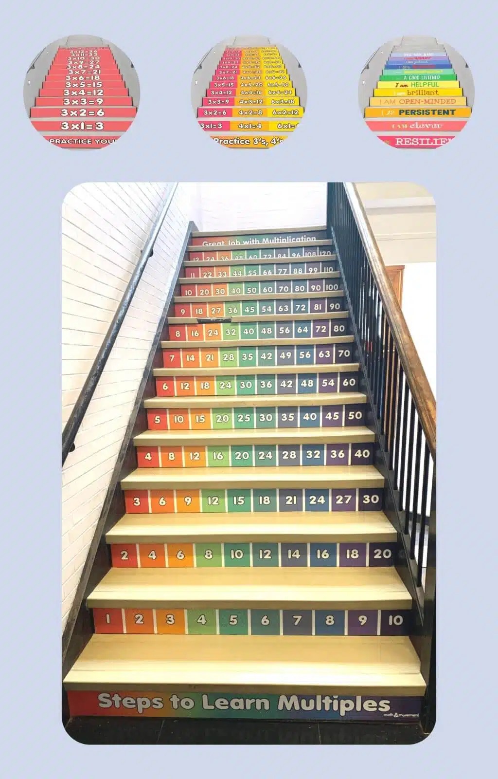Stair Riser Stickers Math & Movement