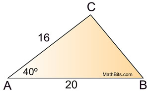 Practice with Law of Cosines - MathBitsNotebook(Geo)