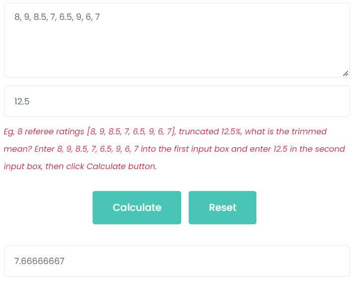Truncated Mean (Trimmed Mean) Calculator MathBz