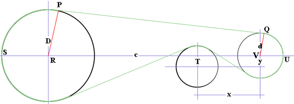 The length of a belt around three pulleys Math Central