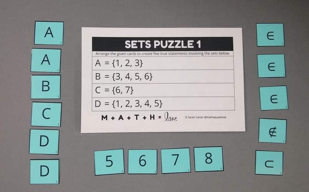Set Notation Puzzles Math = Love