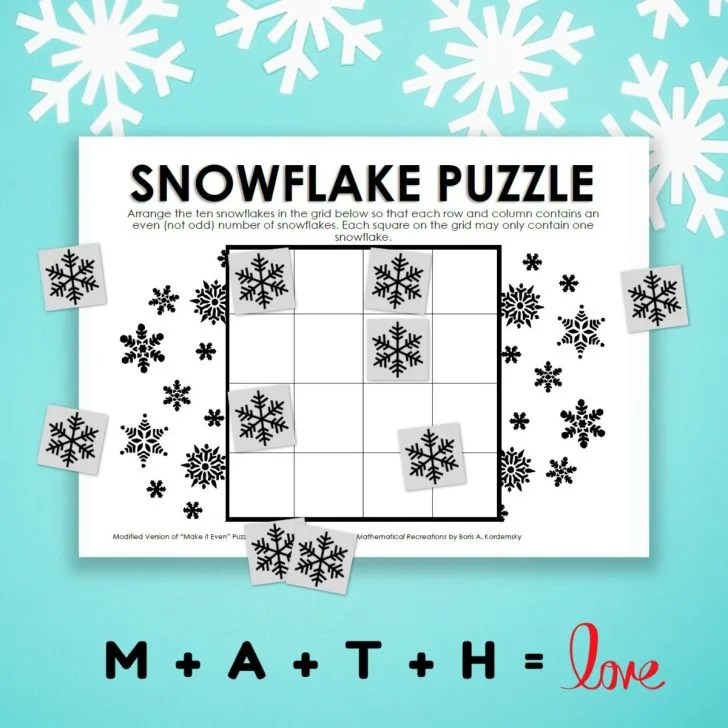 Snowflake Puzzle Math = Love