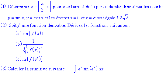 Analyse mathématique, Exercices résolus, Examen d'admission, Ingénieurs