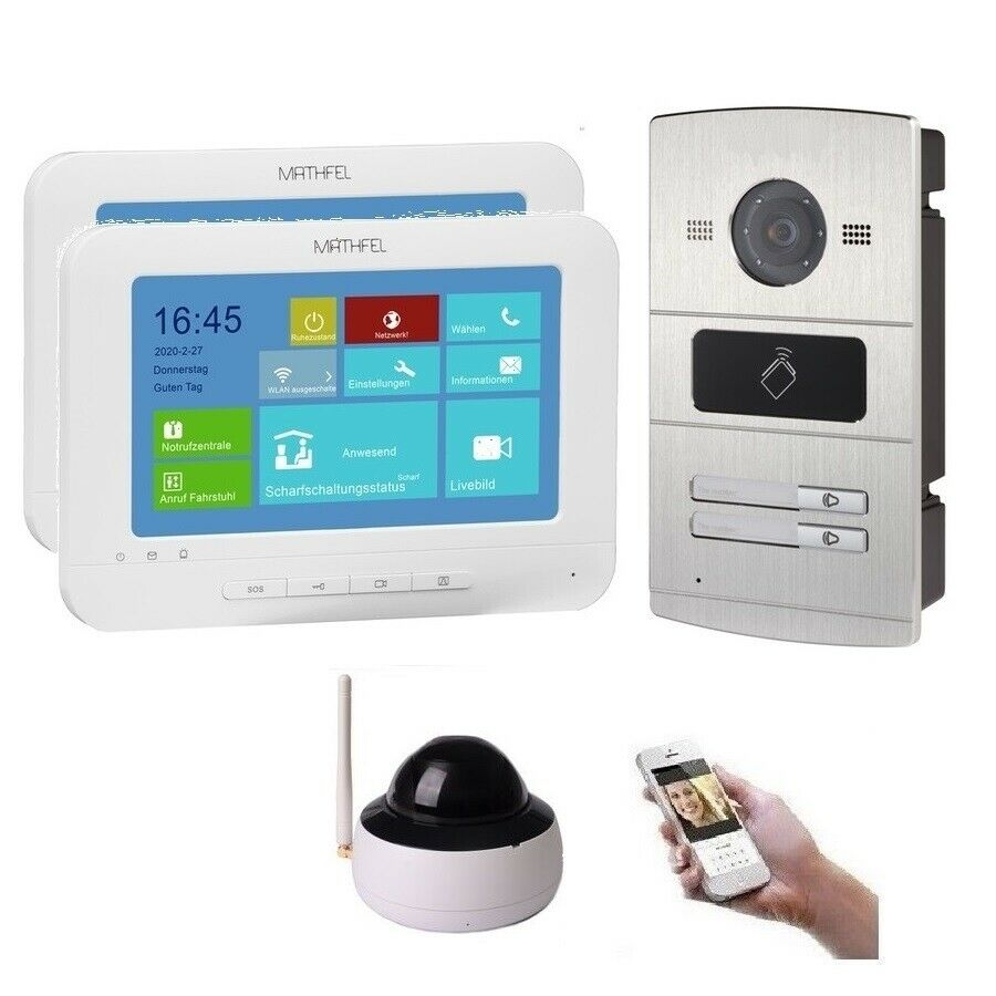 WLAN IP Türsprechanlage für 2Familienhaus mit RFID und HD Kamera Mathfel