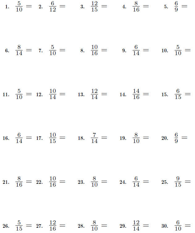 Reduce Fractions To Lowest Terms Worksheet Worksheet List