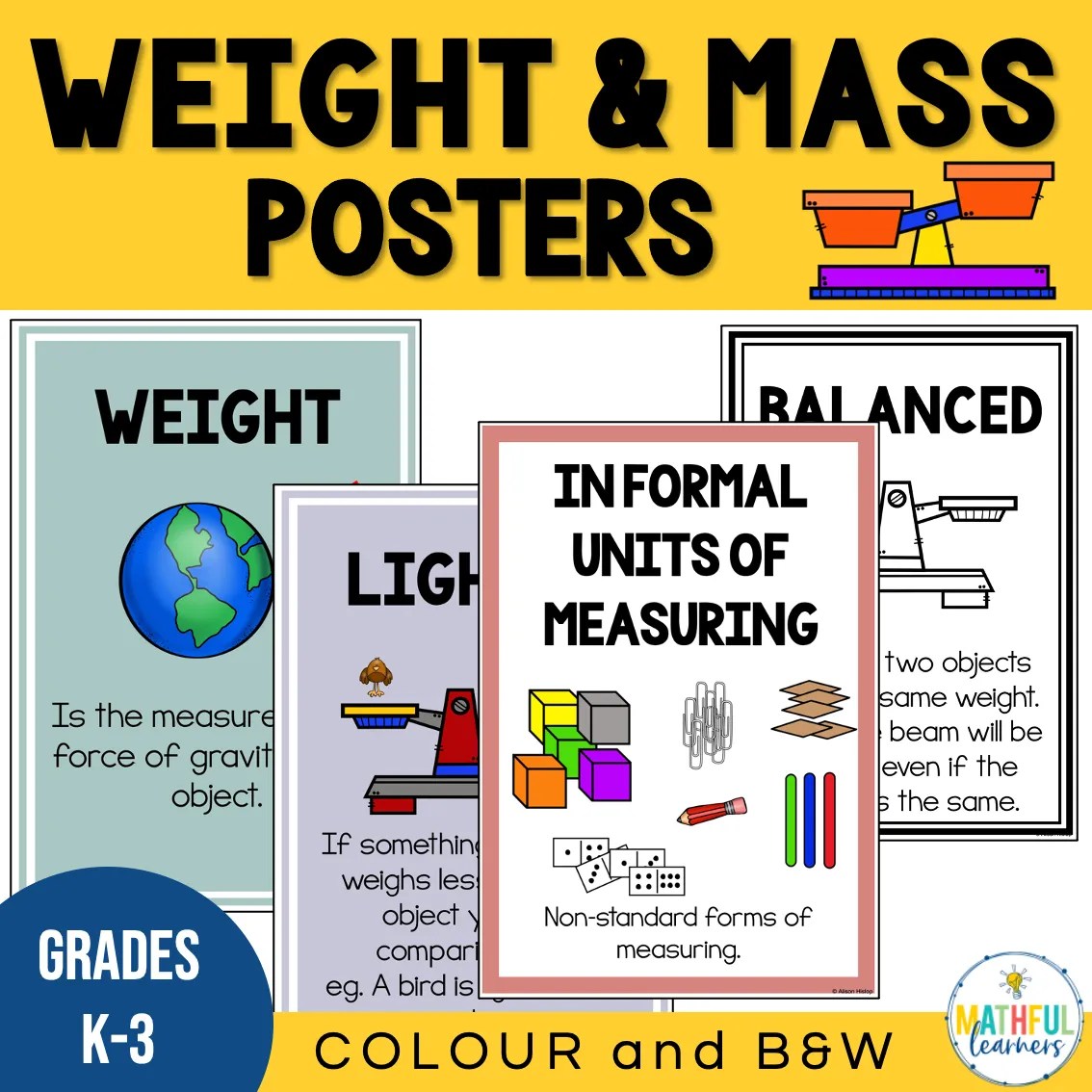 Measuring Weight and Mass Posters Measurement Math Display Mathful Learners