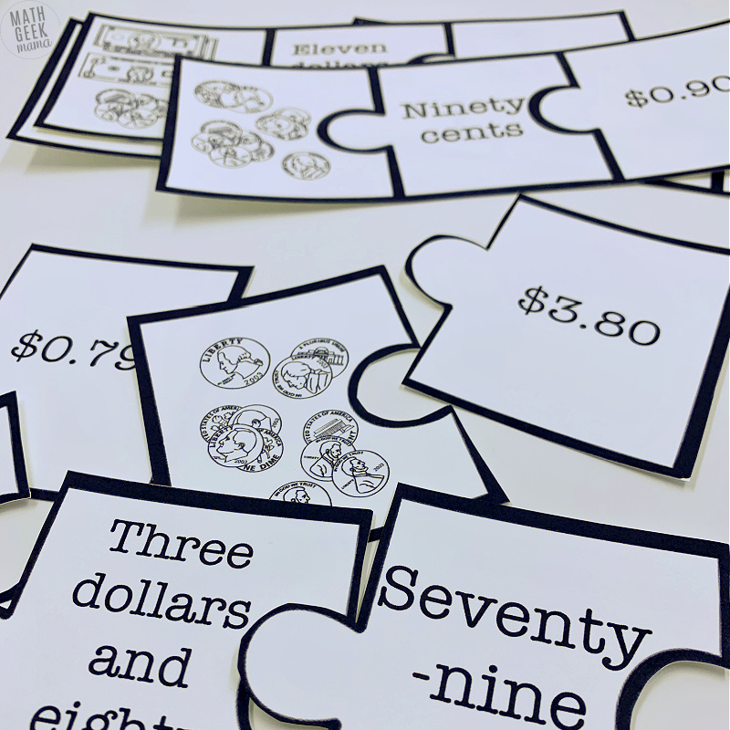 FREE Counting Money Puzzles Set Math Geek Mama