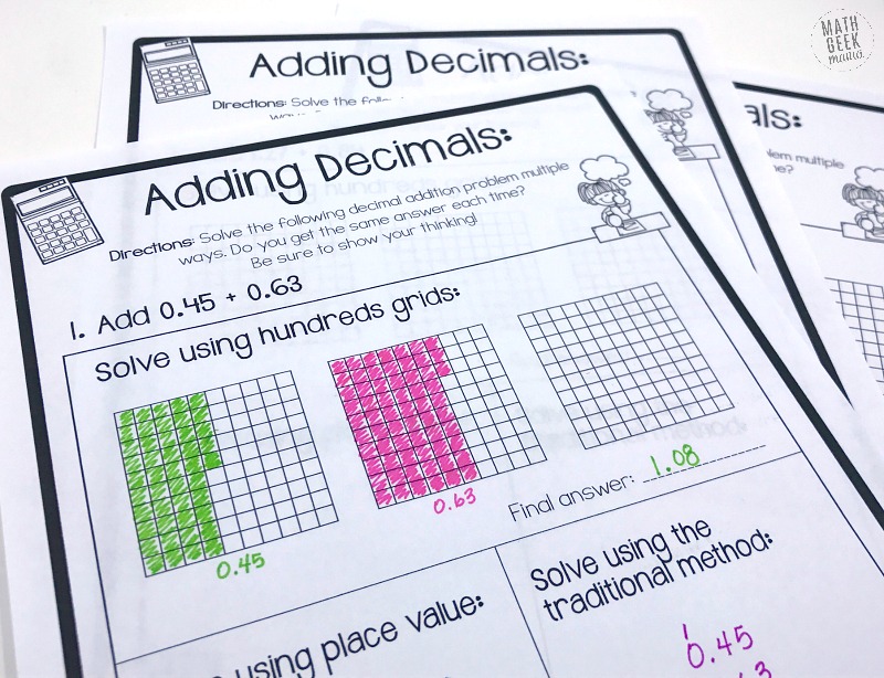 Adding Decimals On Grids