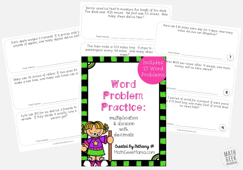 {FREE} Multiplying Decimals Word Problems Set