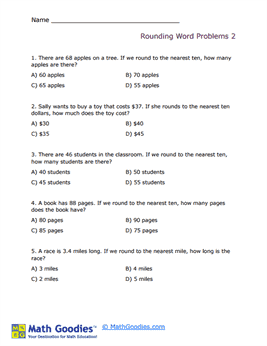 Rounding Word Problem Worksheets - Math Goodies