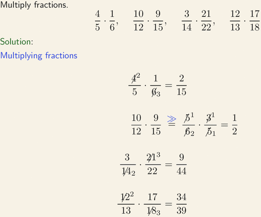Simplify diagonally and multiplying fractions