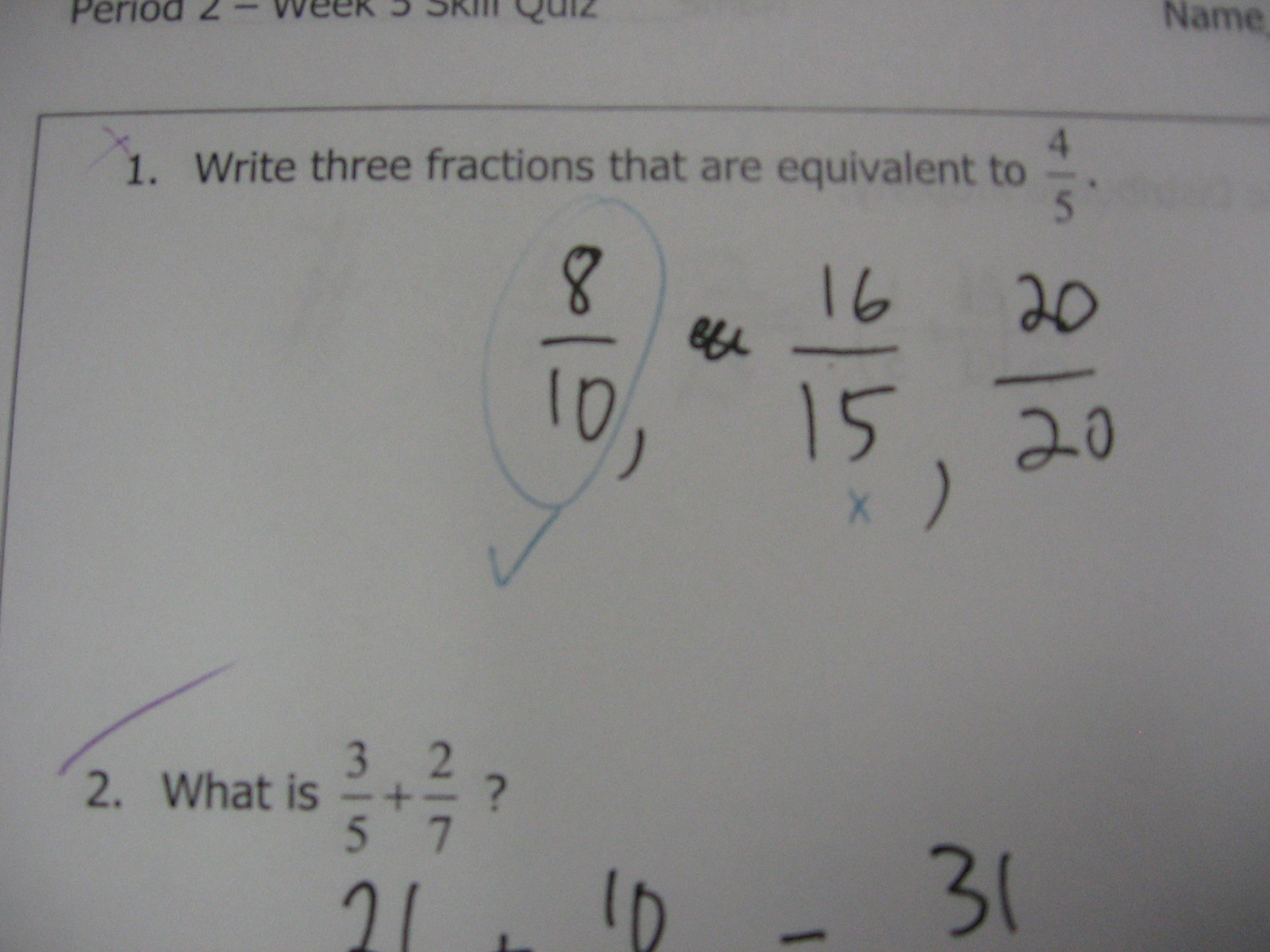 Equivalent Fractions Math Mistakes