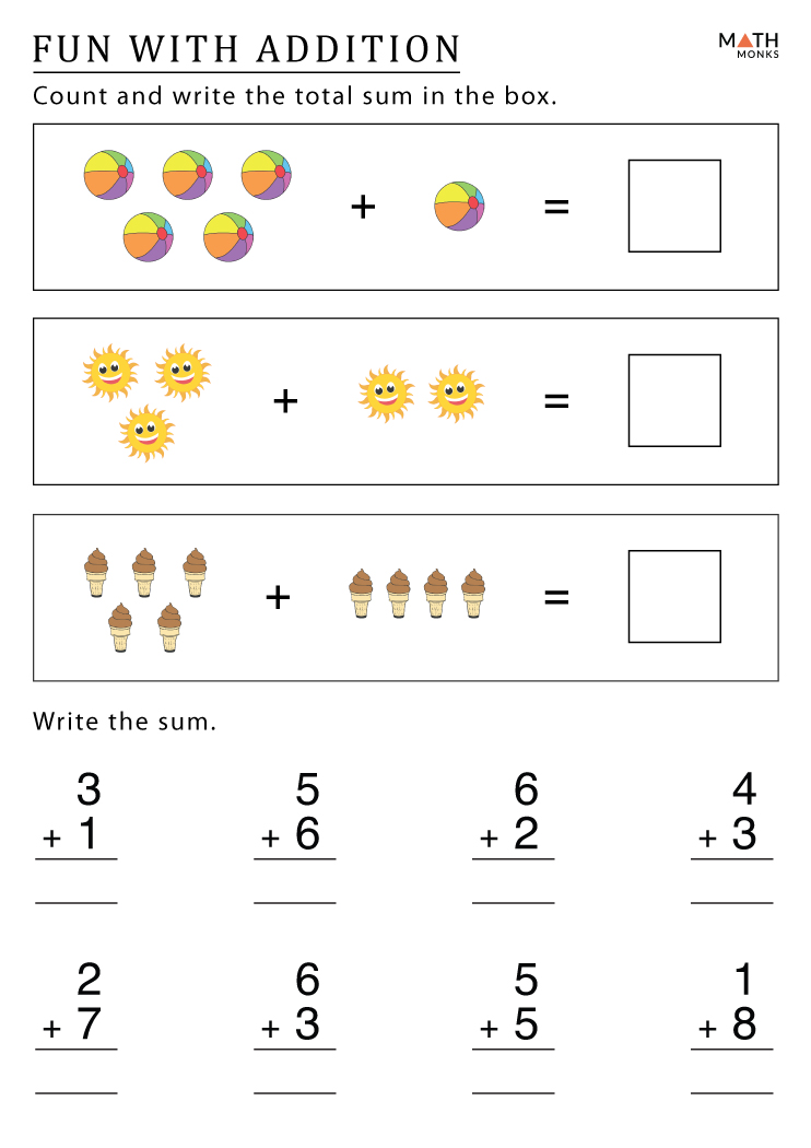 Addition Worksheets for Grade 1 with Answer Key