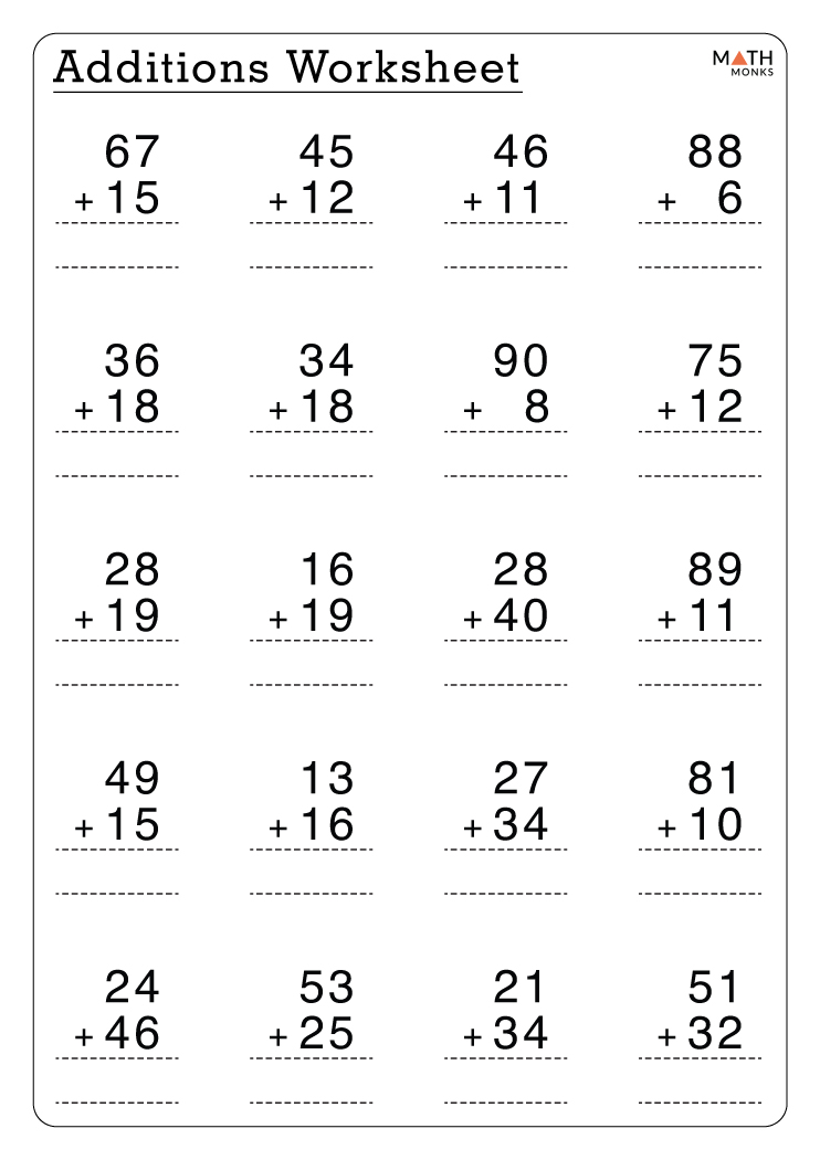2nd Grade Addition Worksheets with Answer Key