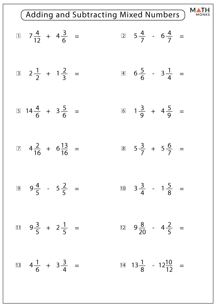 Addition and Subtraction Worksheets with Answer Key