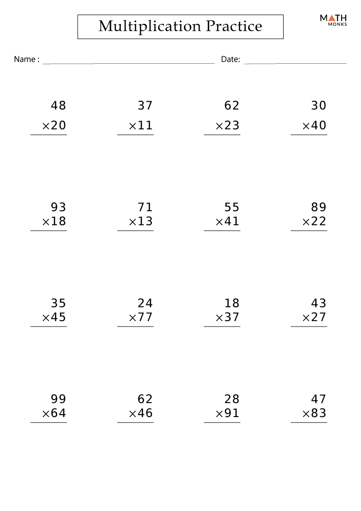 Multiplication Worksheets with Answer Key