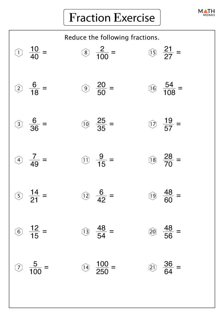 Fractions Worksheets with Answer Key