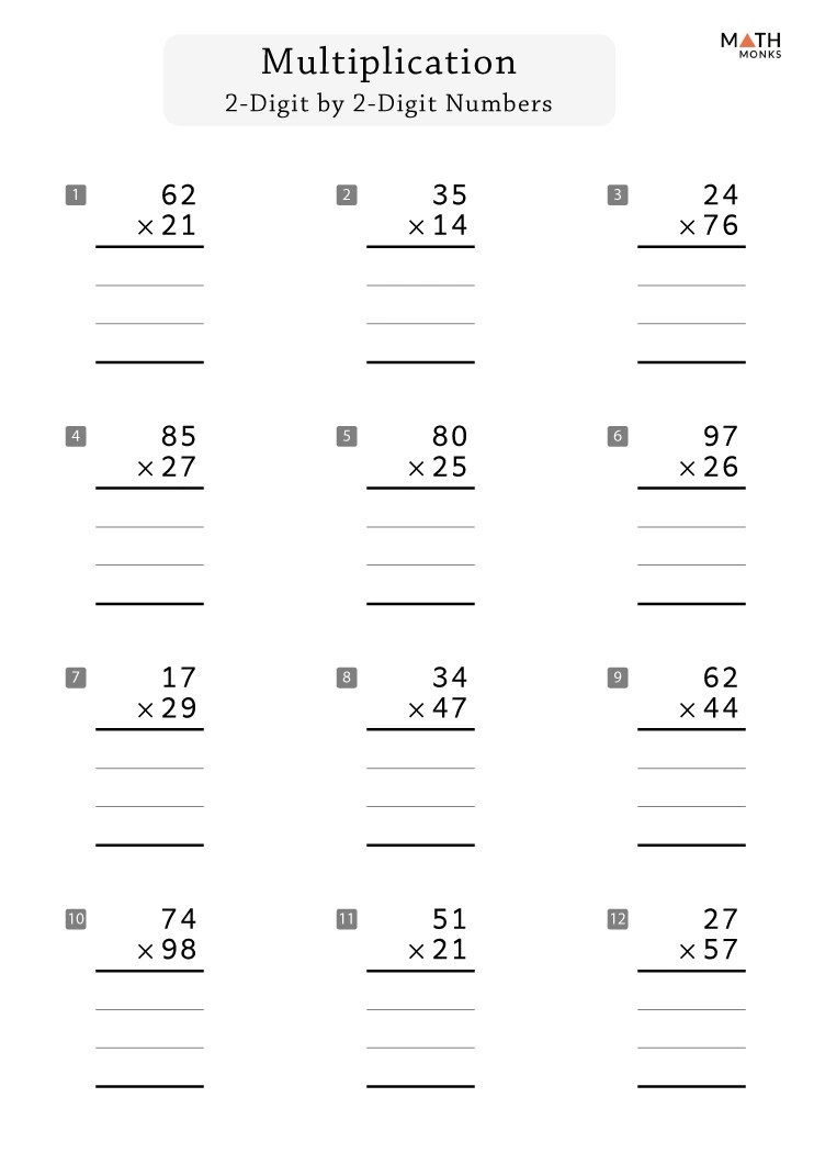 Double Digit Multiplication Worksheets - Math Monks