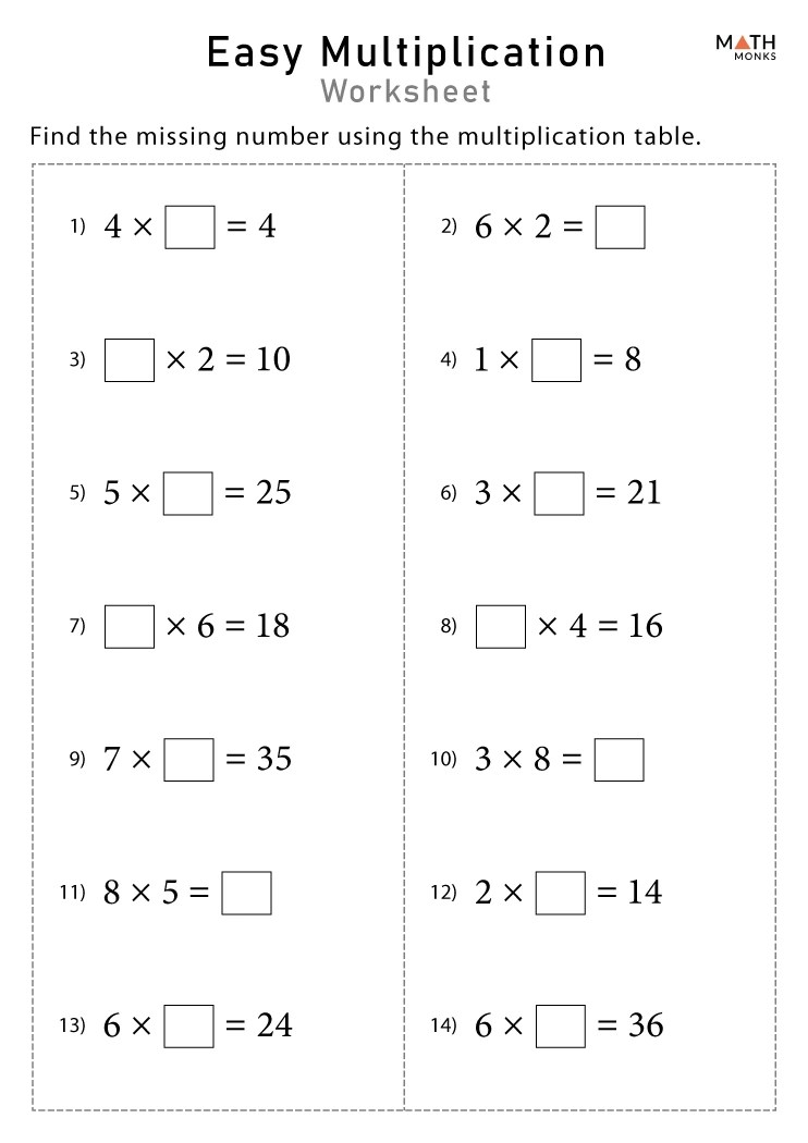 2nd Grade Multiplication Worksheets - Math Monks