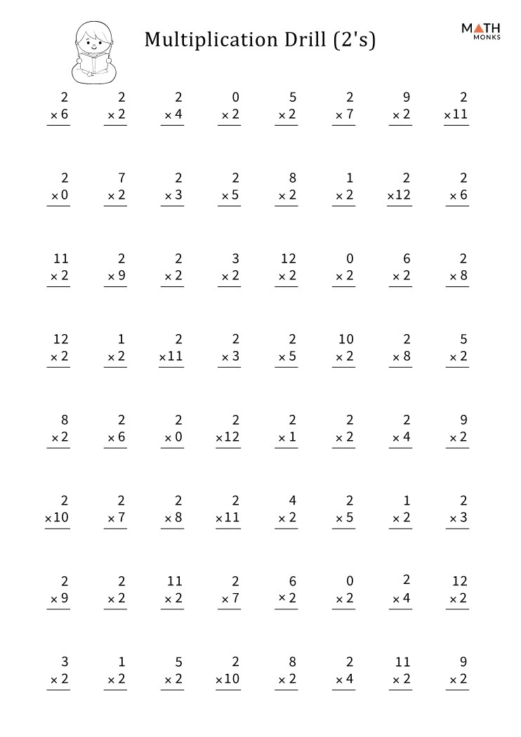 Multiplication by 2 Worksheets - Math Monks