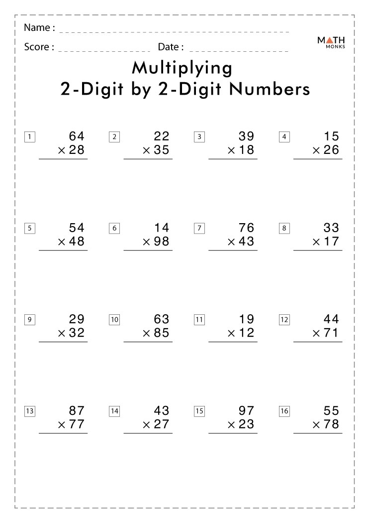Multi Digit Multiplication Worksheets - Math Monks