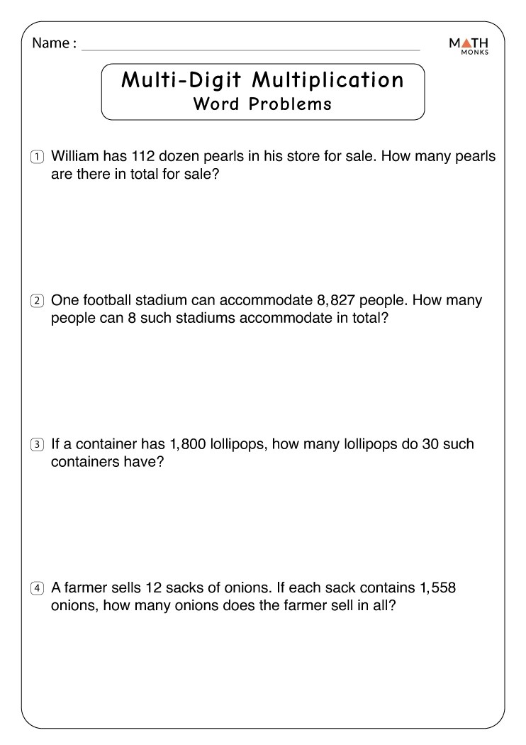 Multi Digit Multiplication Worksheets