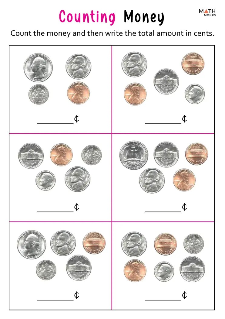 1st Grade Money Worksheets - Math Monks
