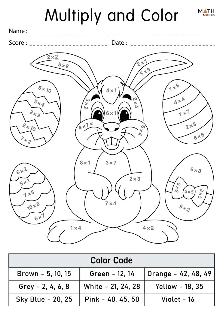 Multiplication Coloring Worksheets - Math Monks