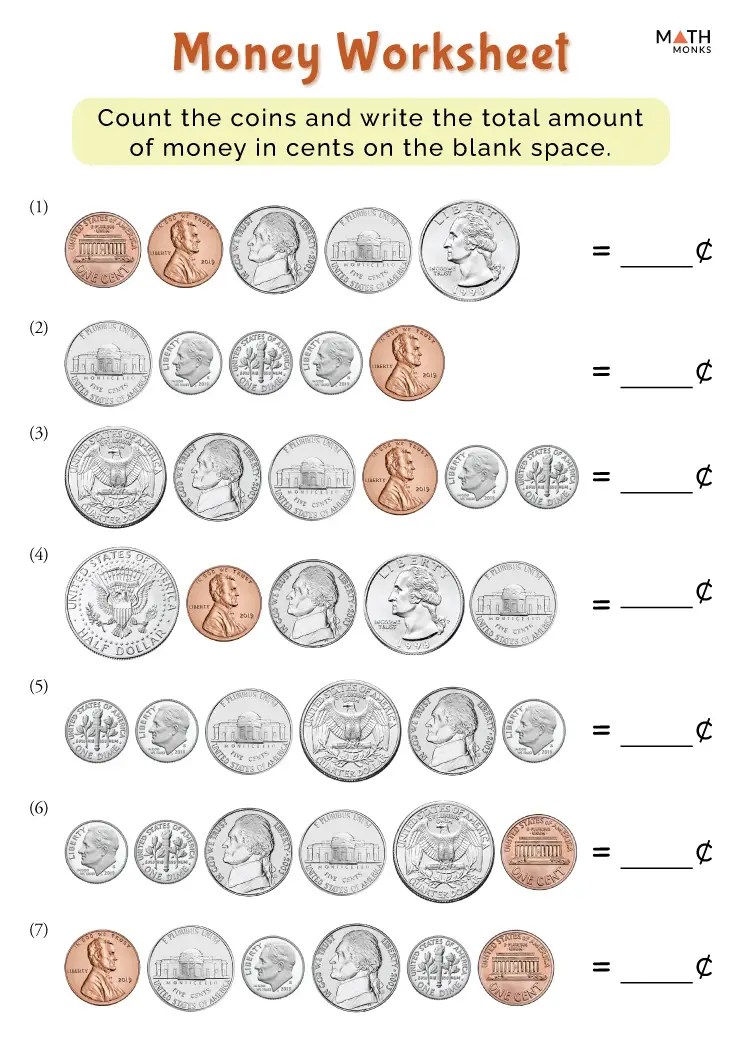 Money Worksheets for 3rd Grade - Math Monks