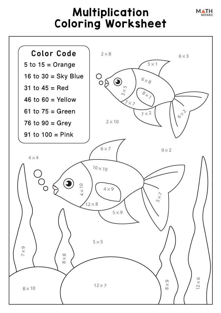 Multiplication Coloring Worksheets - Math Monks