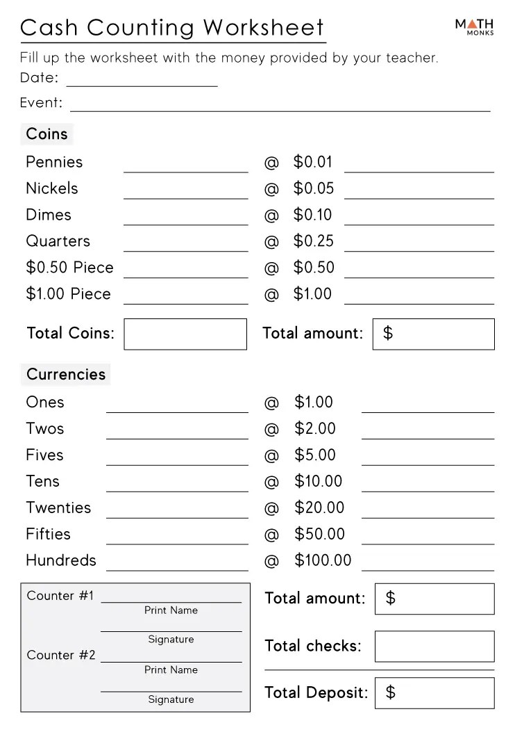 Counting Money Worksheets Math Monks