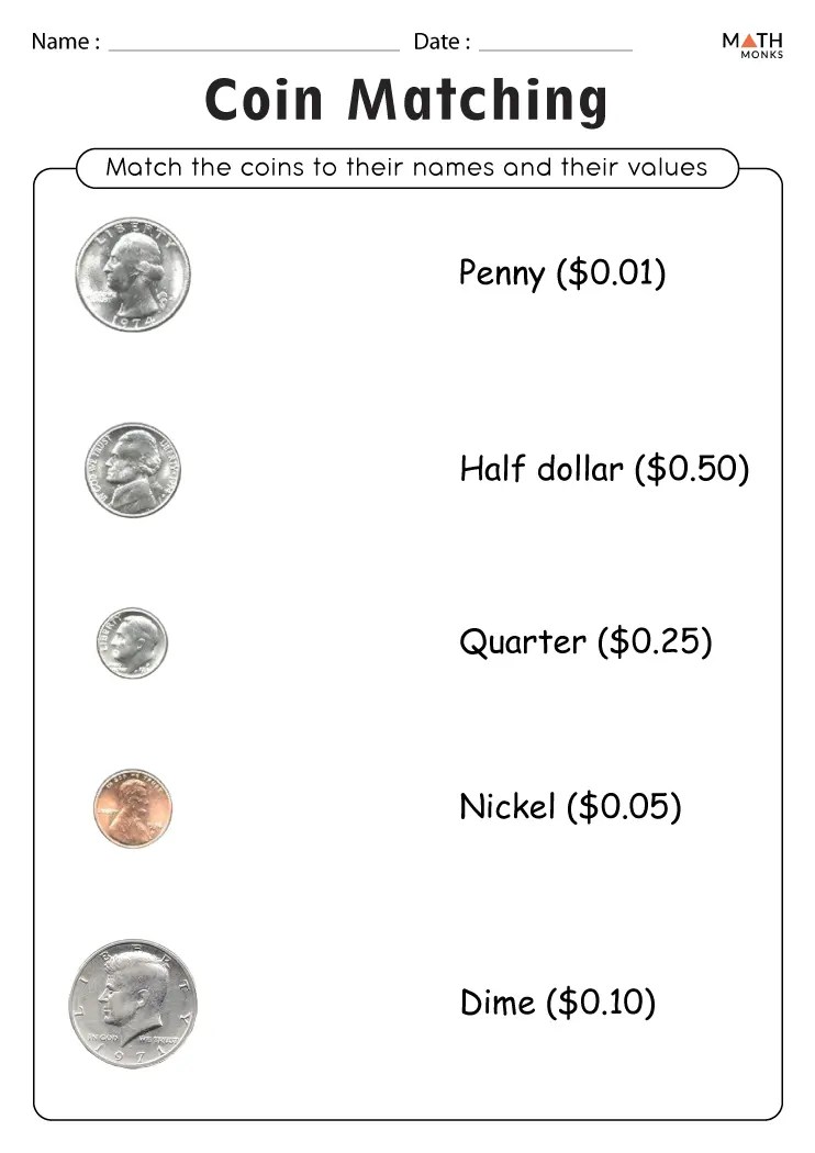 Coin Matching Worksheets Math Monks Coin Matching Worksheets Math Monks