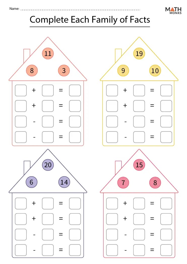Fact Family Worksheets - Math Monks