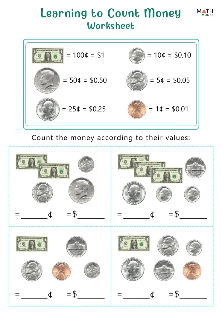 Counting Money Worksheets Math Monks