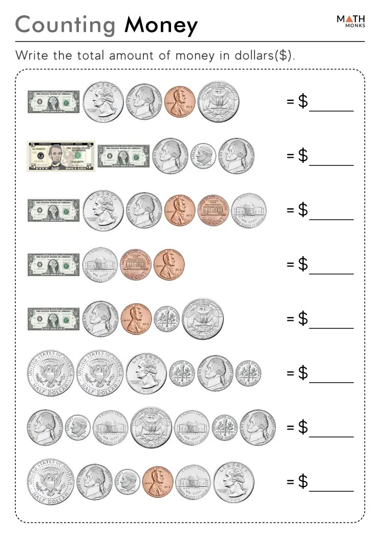 Counting Money Worksheets - Math Monks