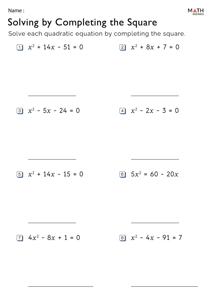 Factoring Quadratics Worksheets Math Monks