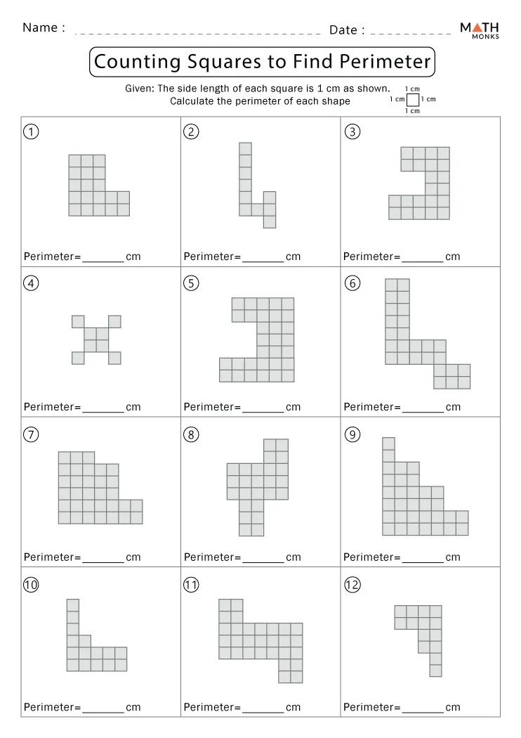 Counting Squares Worksheets - Math Monks