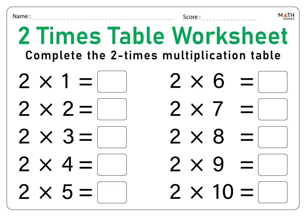 Times Tables Worksheets - Math Monks