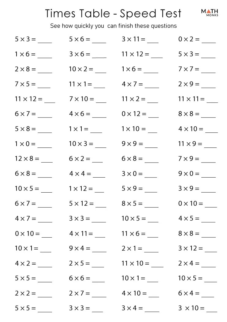Times Tables Worksheets Math Monks Times Tables Worksheets Math Monks
