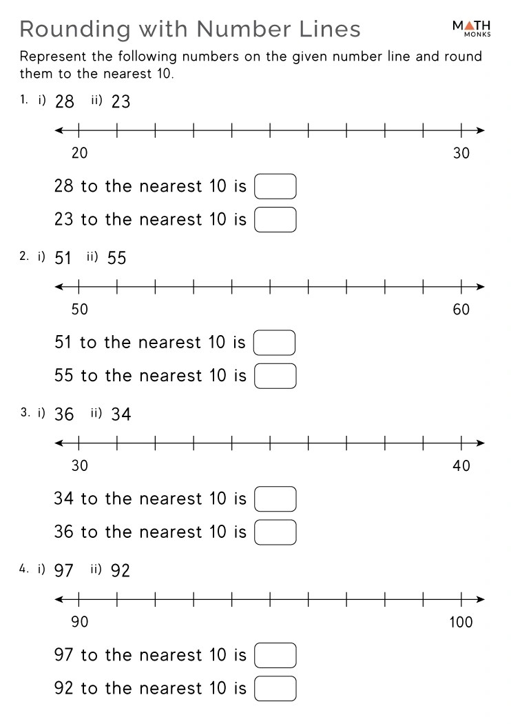 Rounding on a Number Line Worksheet Math Monks