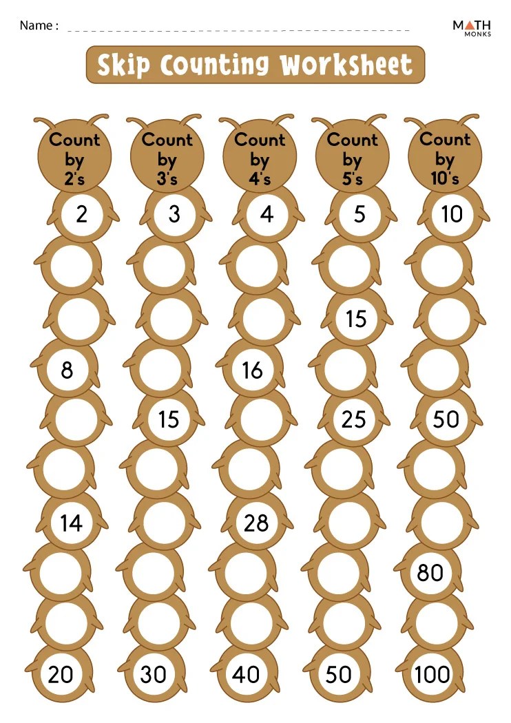 Skip Counting Worksheets - Math Monks
