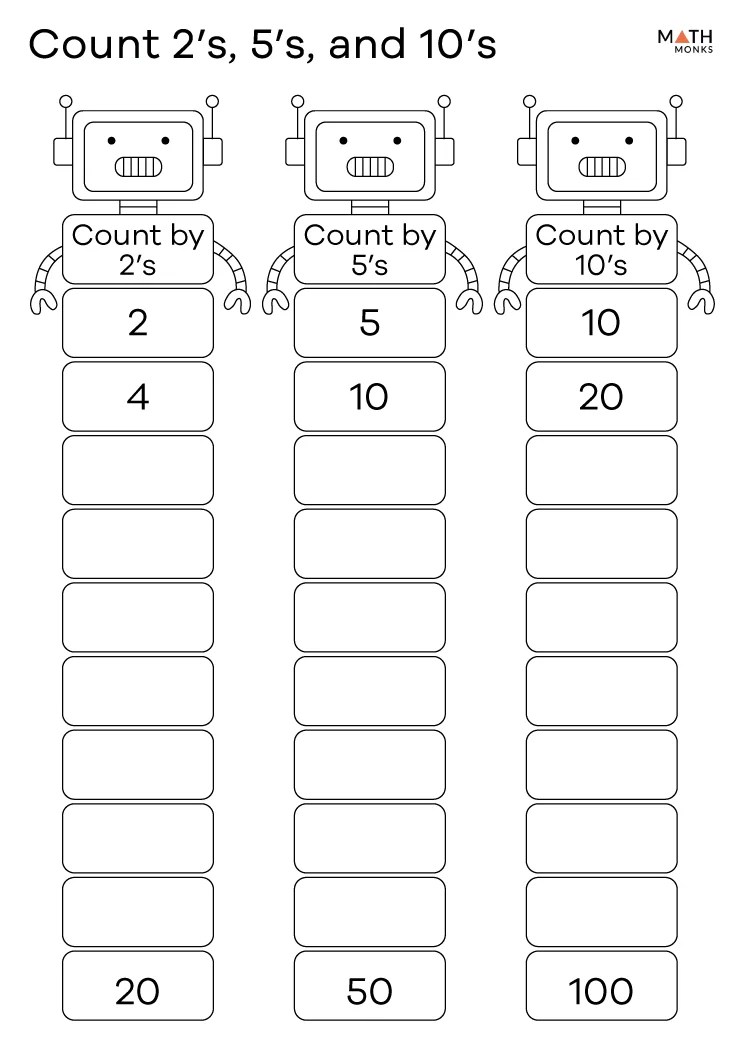 Skip Counting Worksheets - Math Monks