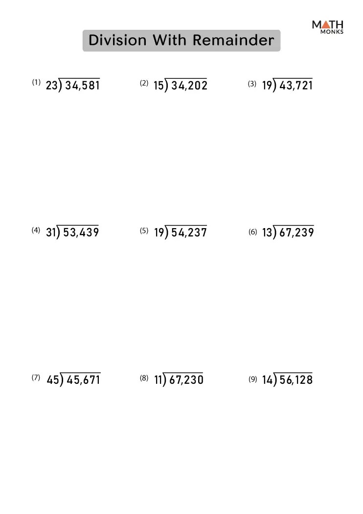 5th Grade Division Worksheets Math Monks