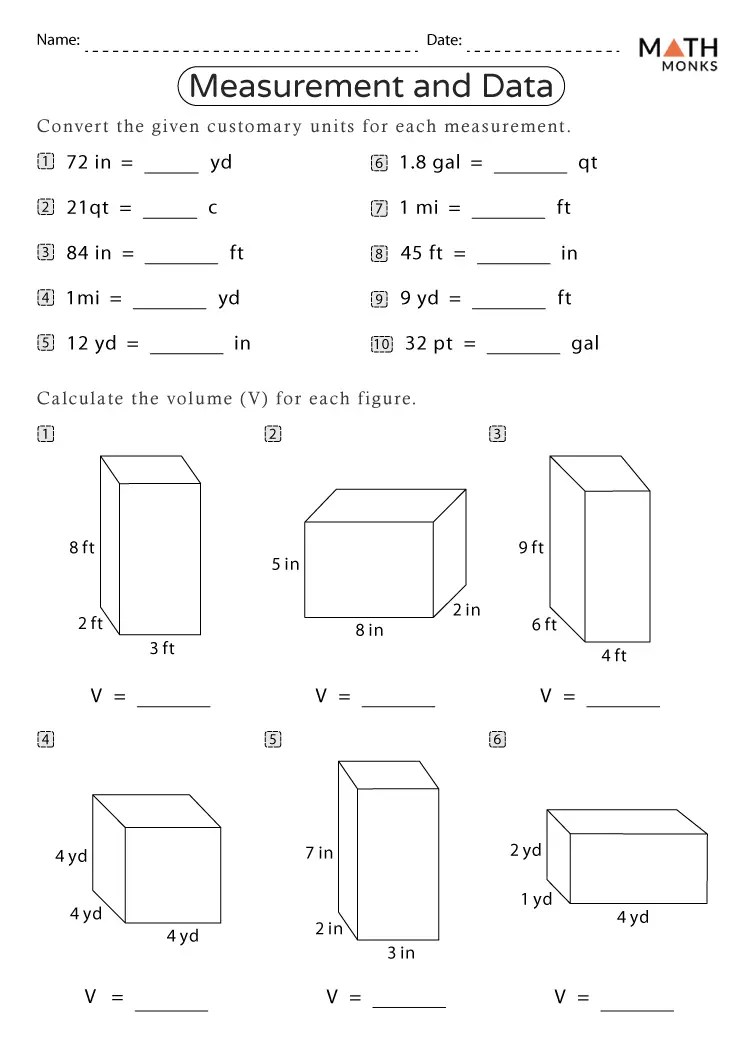 5th Grade Measurement Worksheets - Math Monks
