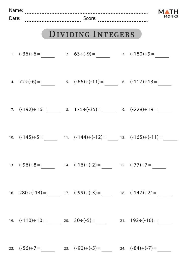 Division Worksheets - Math Monks